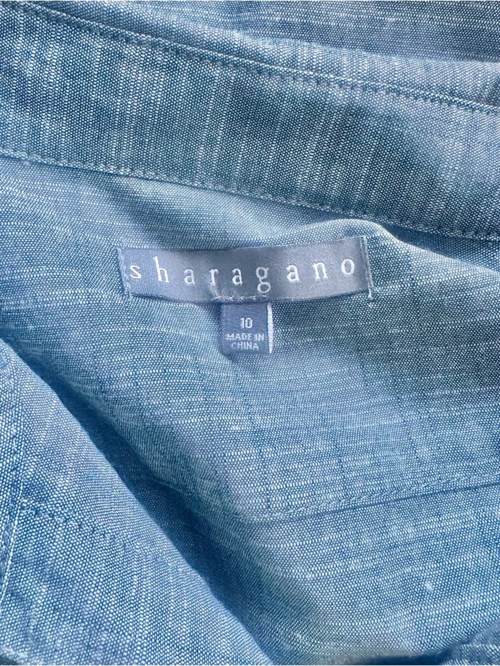 Sharagano Dusty Blue Tie-Waist Button Front Midi Shirt Dress with Pockets - Picture 8 of 8